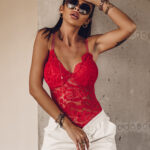 Body koronkowe Merletto czerwone