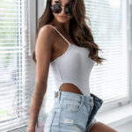 Body bawełniane na ramiączka Slimme szare