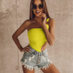 Body z wycięciami Frilly Look limonkowe