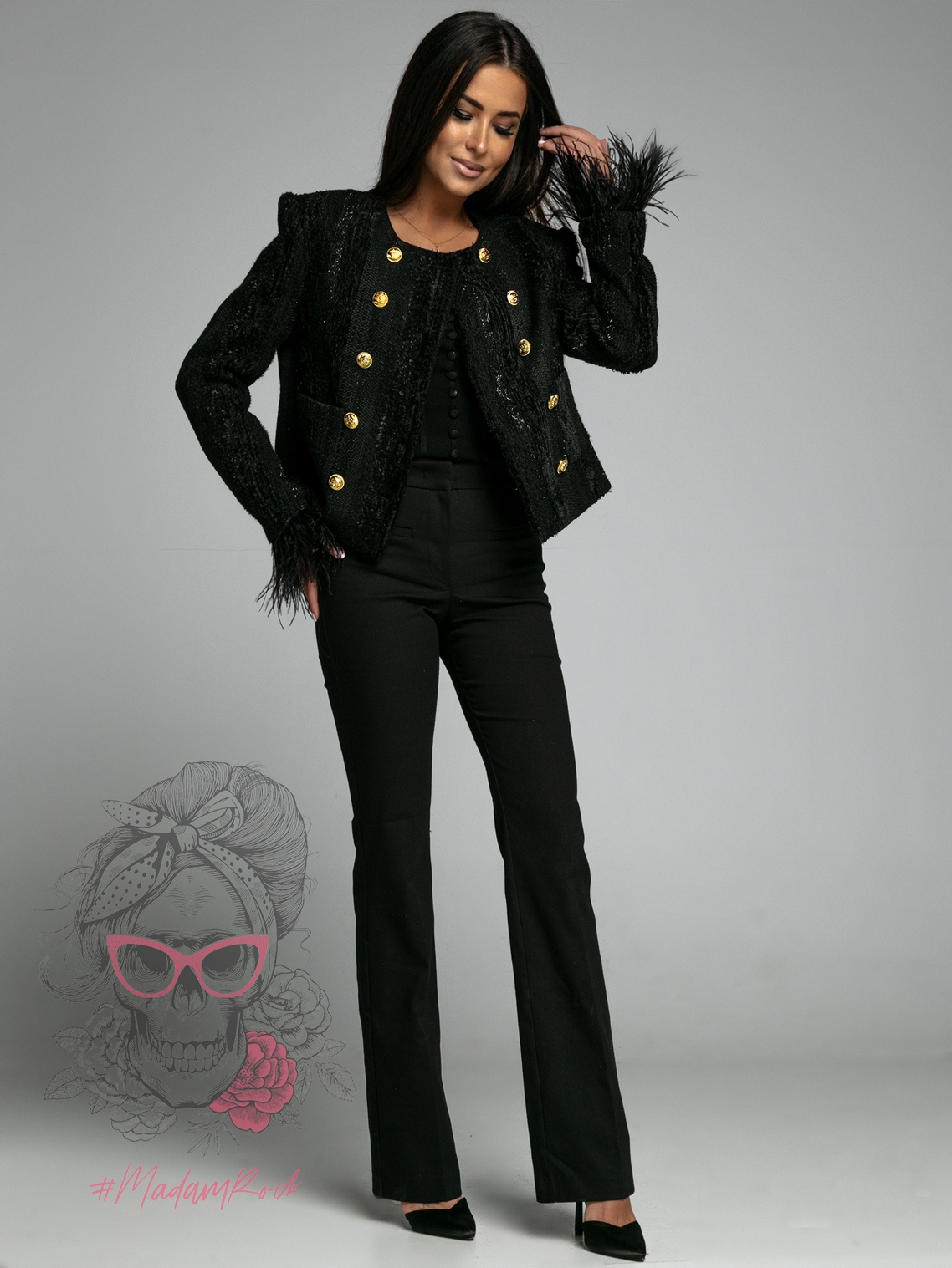 Żakiet premium żakardowy Parisio czarny Żakiet premium żakardowy Parisio czarny