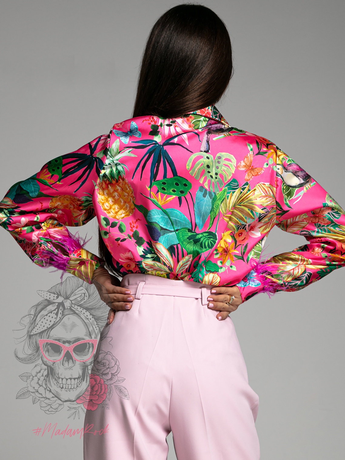 -WYPRZEDANE-Koszula z piórami Egsotic fuksja