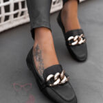 Mokasyny z łańcuchem Madam Geneva czarne