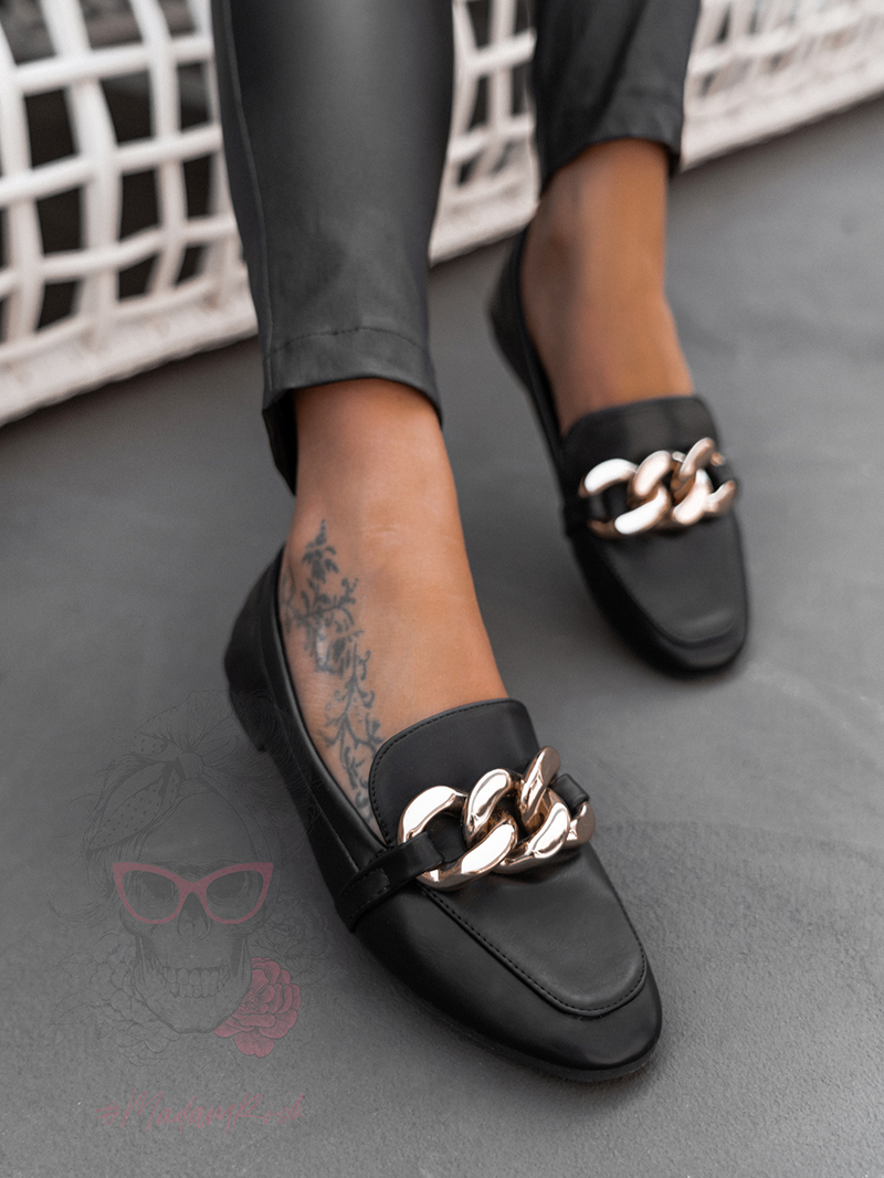 Mokasyny z łańcuchem Madam Geneva czarne Mokasyny z łańcuchem Madam Geneva czarne