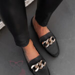 Mokasyny z łańcuchem Madam Geneva czarne