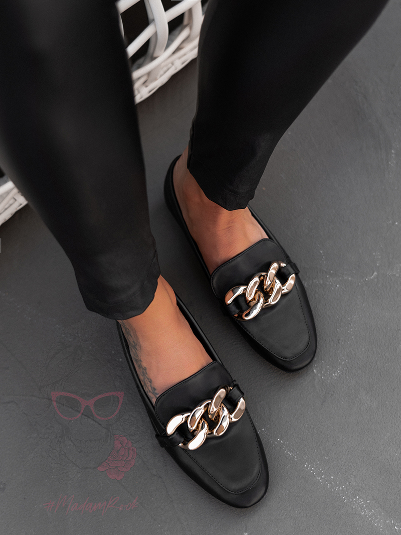 Mokasyny z łańcuchem Madam Geneva czarne Mokasyny z łańcuchem Madam Geneva czarne