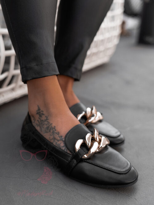 Mokasyny z łańcuchem Madam Geneva czarne