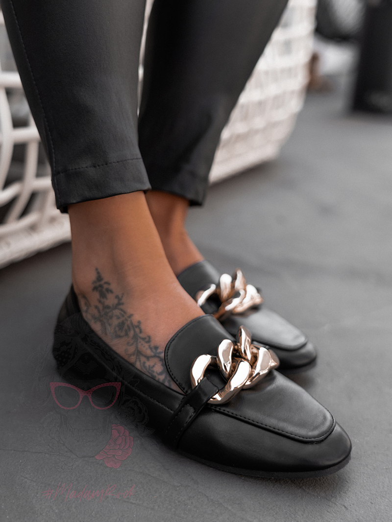 Mokasyny z łańcuchem Madam Geneva czarne