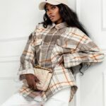 Koszula flauszowa w kratę Karotes beżowa