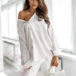 Koszula oversize w paski Sloco biała