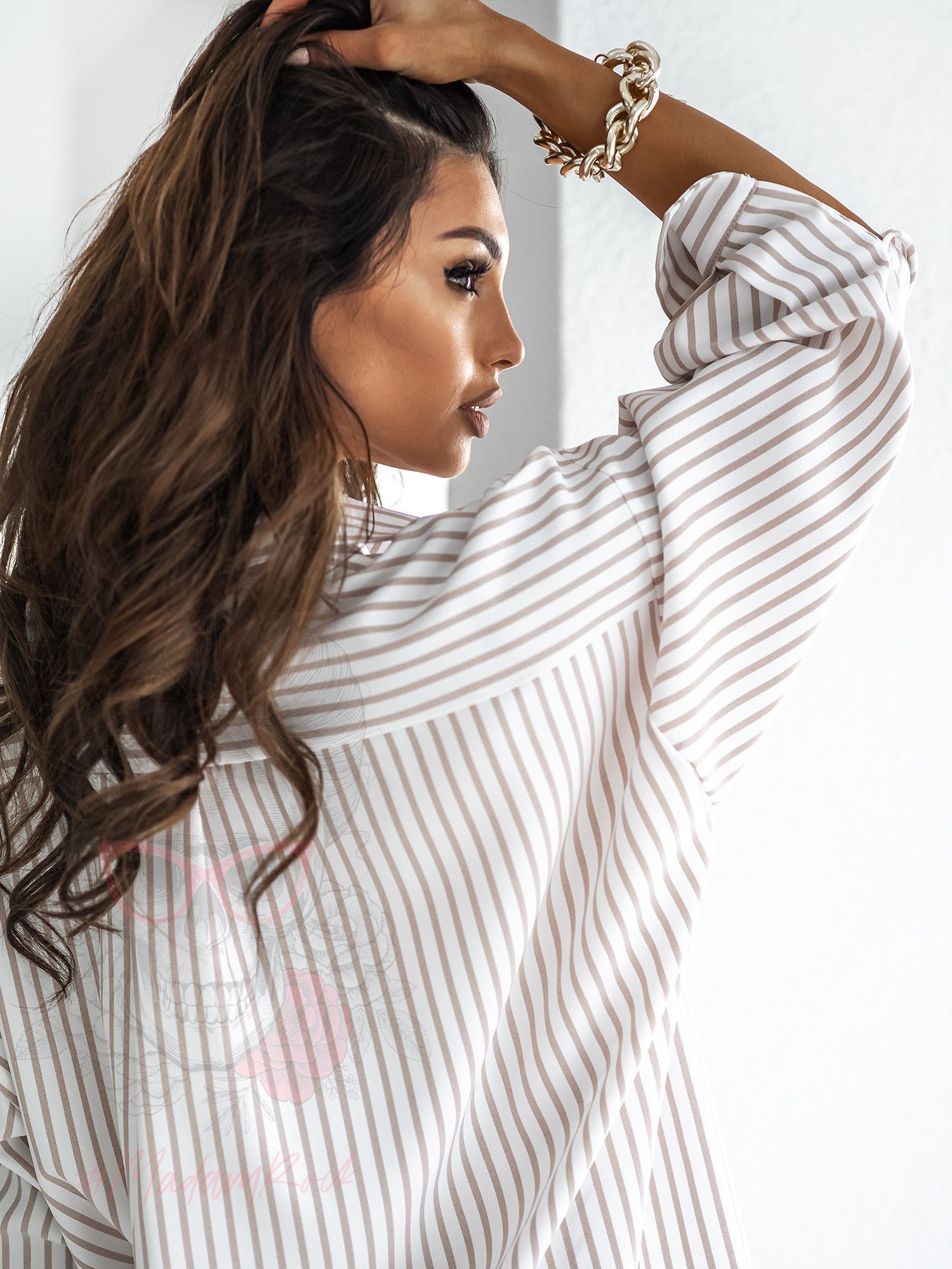 Koszula oversize w paski Sloco biała