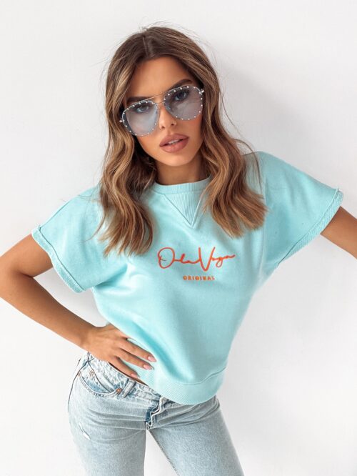 Bluza bawełniana Pink Ola Voga błękitna