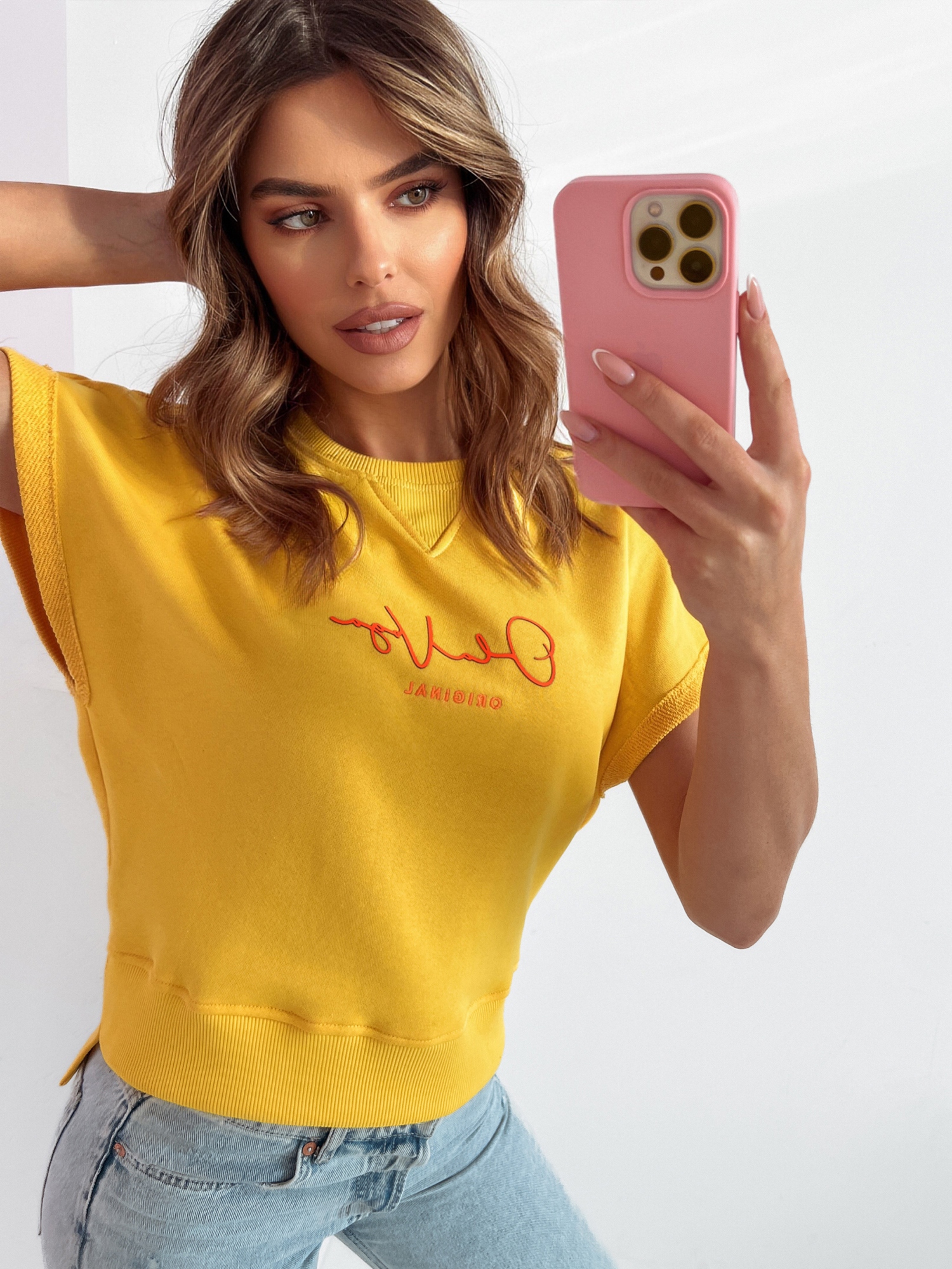 Bluza bawełniana Pink Ola Voga żółta Bluza bawełniana Pink Ola Voga żółta