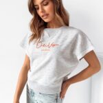 Bluza bawełniana Pink Ola Voga szary melanż