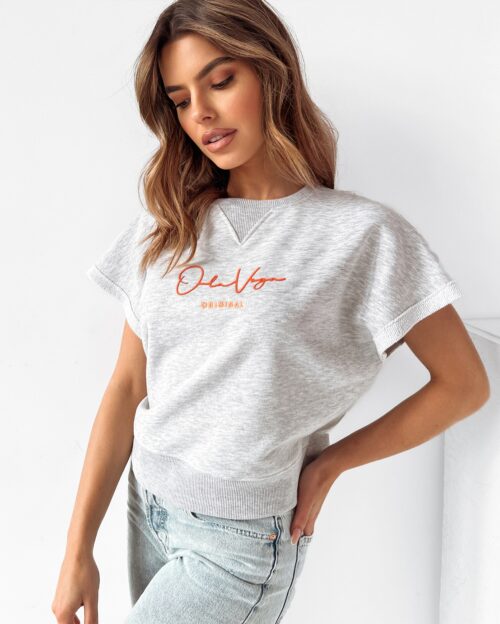 Bluza bawełniana Pink Ola Voga szary melanż