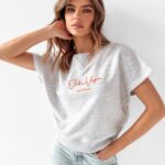 Bluza bawełniana Pink Ola Voga szary melanż