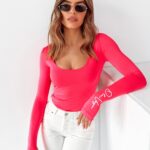 Bluzka logowana Ola Voga Nola neonowy róż