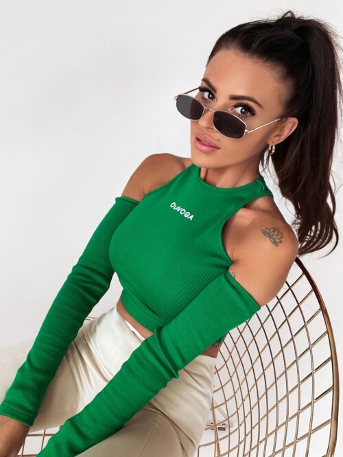 Bluzka prążkowana Miss O'la Voga zielona