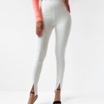 Spodnie z wysokim stanem Elegance Ola Voga ecru