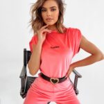 Kombinezon welurowy Marisa Ola Voga różowy