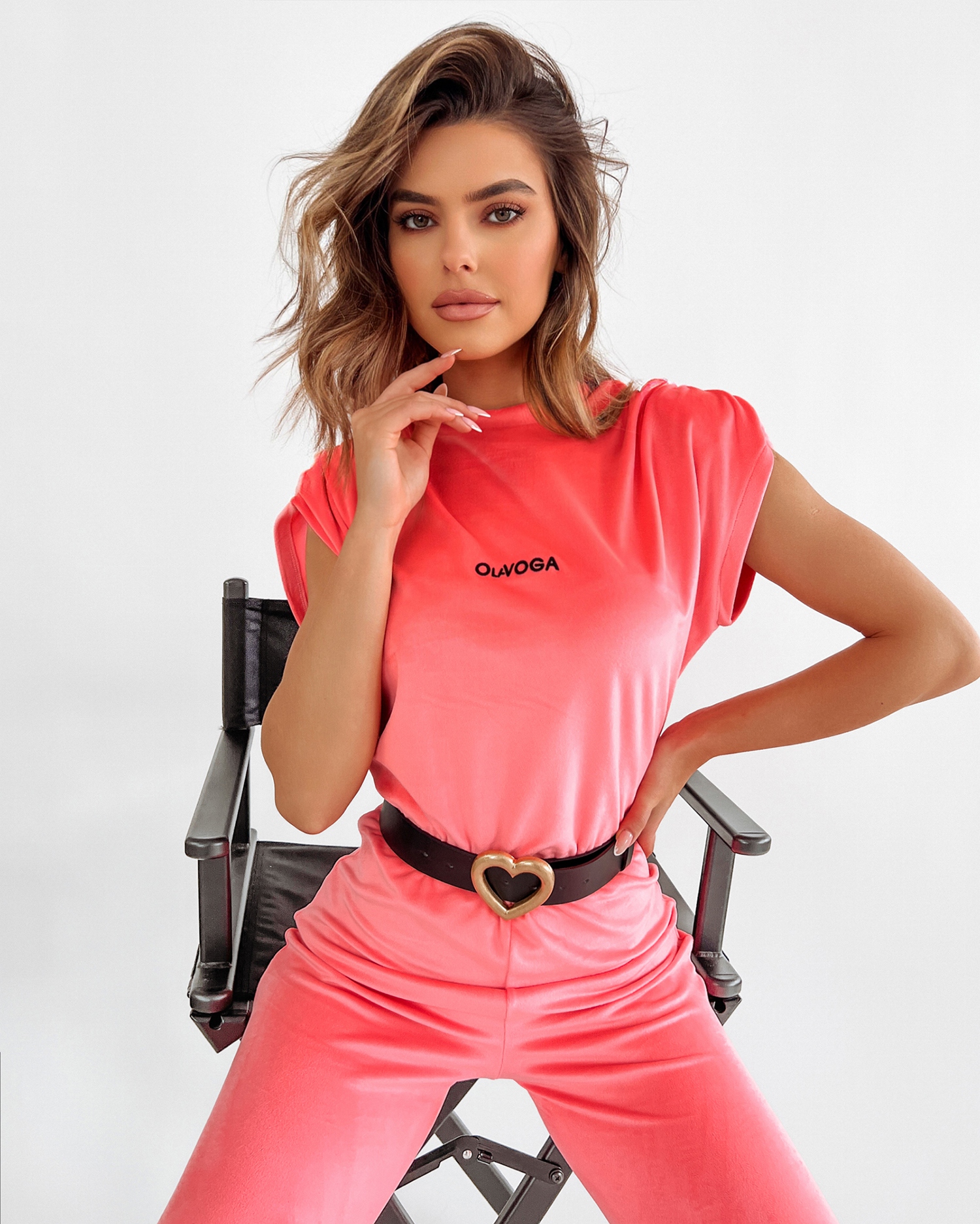 Kombinezon welurowy Marisa Ola Voga różowy Kombinezon welurowy Marisa Ola Voga różowy