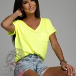 T-shirt bawełniany Kers neonowy żółty