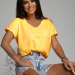 T-shirt bawełniany Kers neonowy pomarańczowy