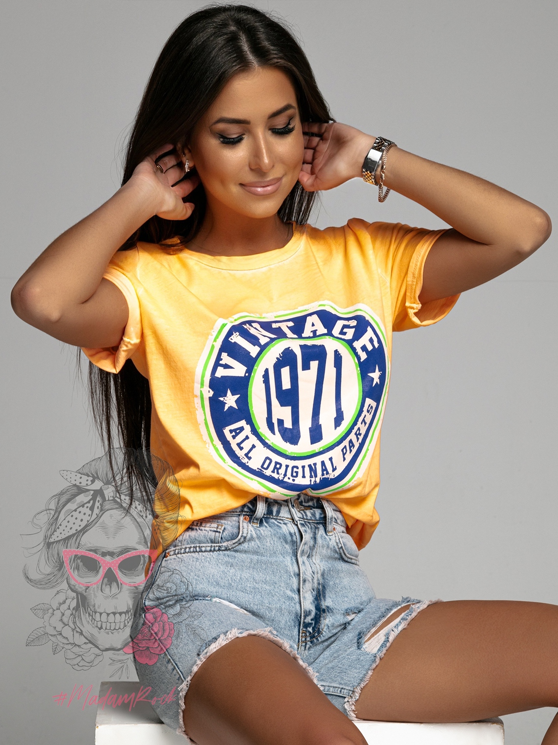 T-shirt bawełniany Vintage pomarańczowy