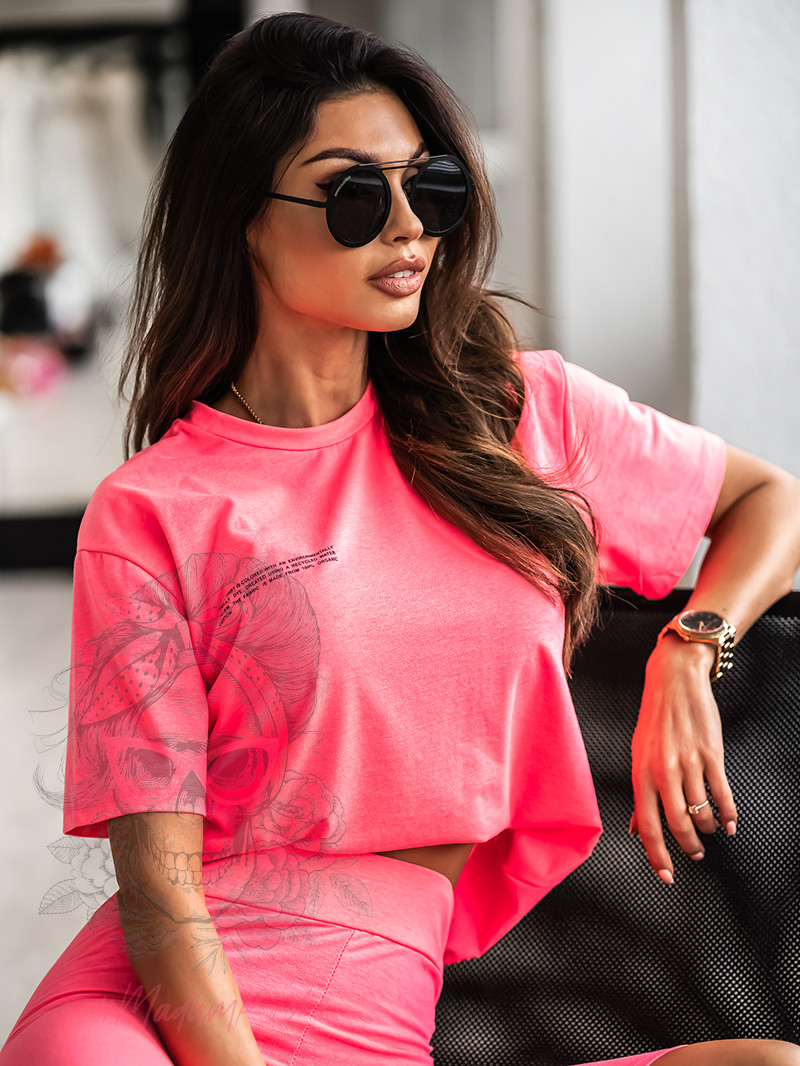 Komplet sportowy Organic Cotton neonowy róż