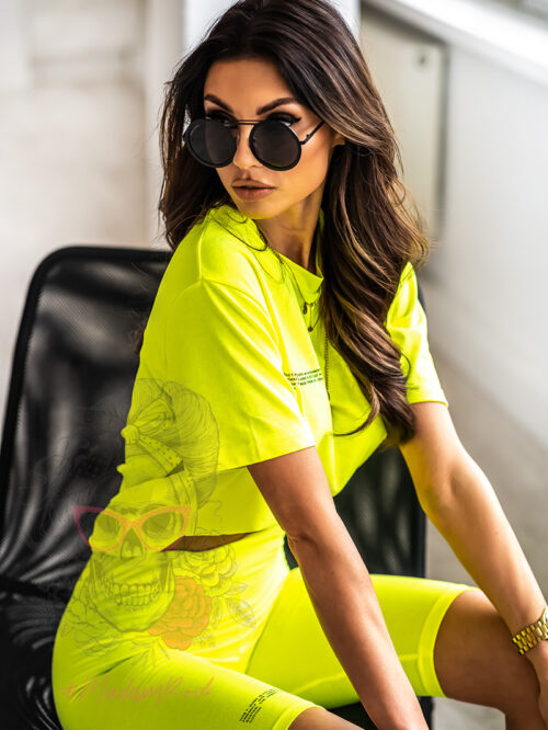 Komplet sportowy Organic Cotton neonowy żółty