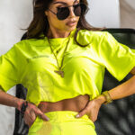 Komplet sportowy Organic Cotton neonowy żółty