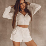 Komplet welurowy Velvet Style ecru