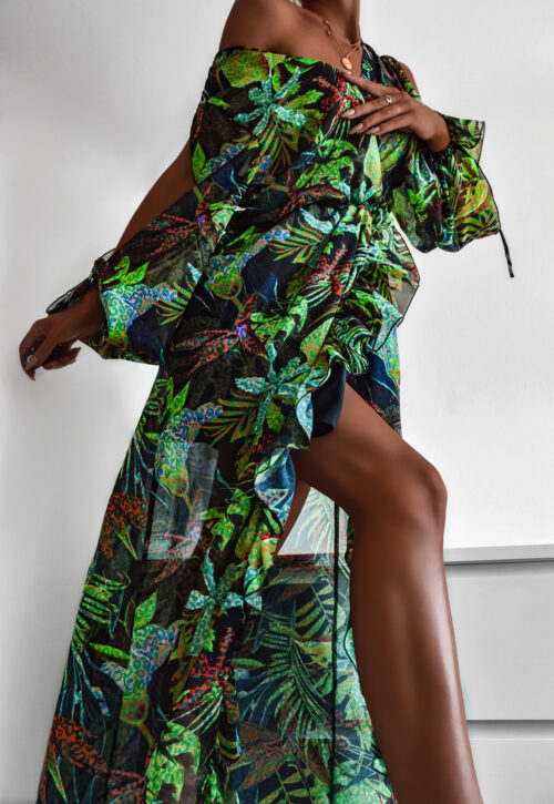 Sukienka plażowa Africa czarna tropicalna