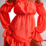 Sukienka szyfonowa NB Summer neon pomarańcz