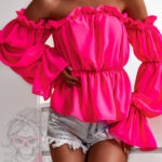 Bluzka szyfonowa marszczona NB Cali neon fuksja
