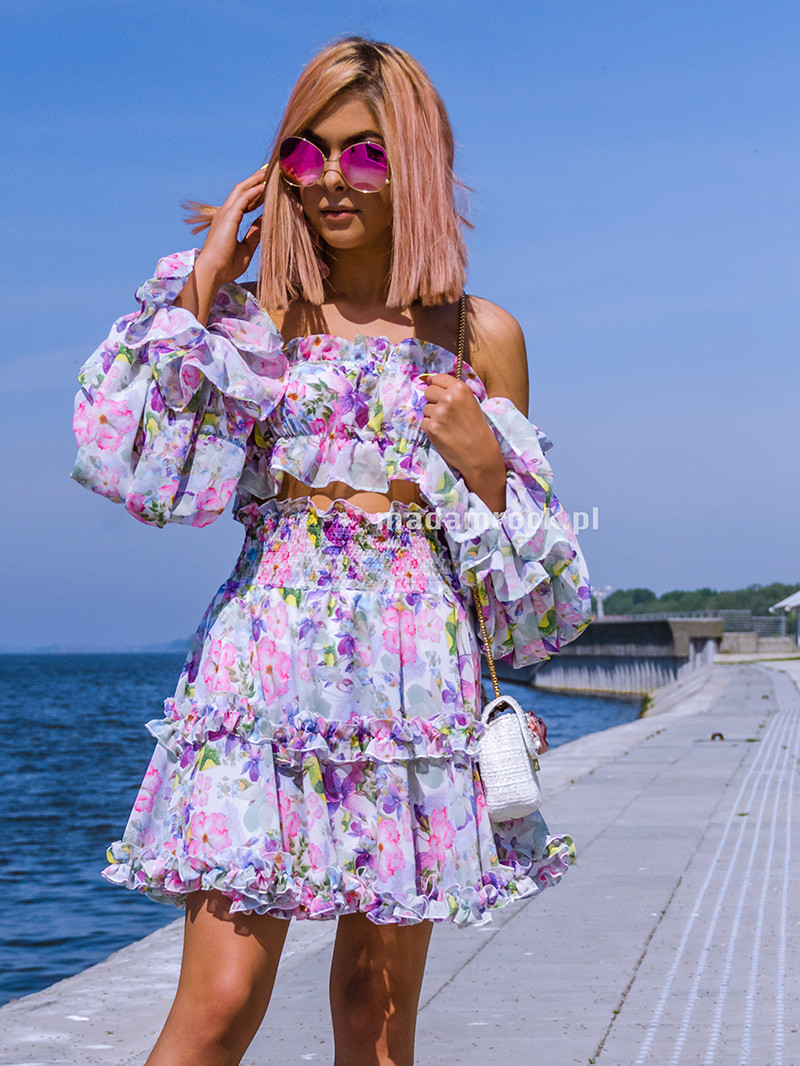 Zwiewny komplet szyfonowy NB Flora w kwiaty