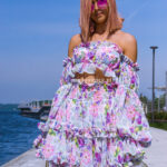 Zwiewny komplet szyfonowy NB Flora w kwiaty