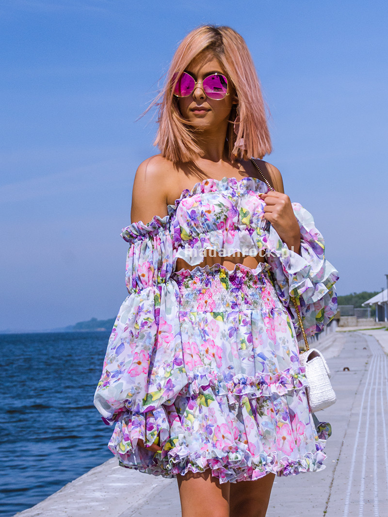 Zwiewny komplet szyfonowy NB Flora w kwiaty