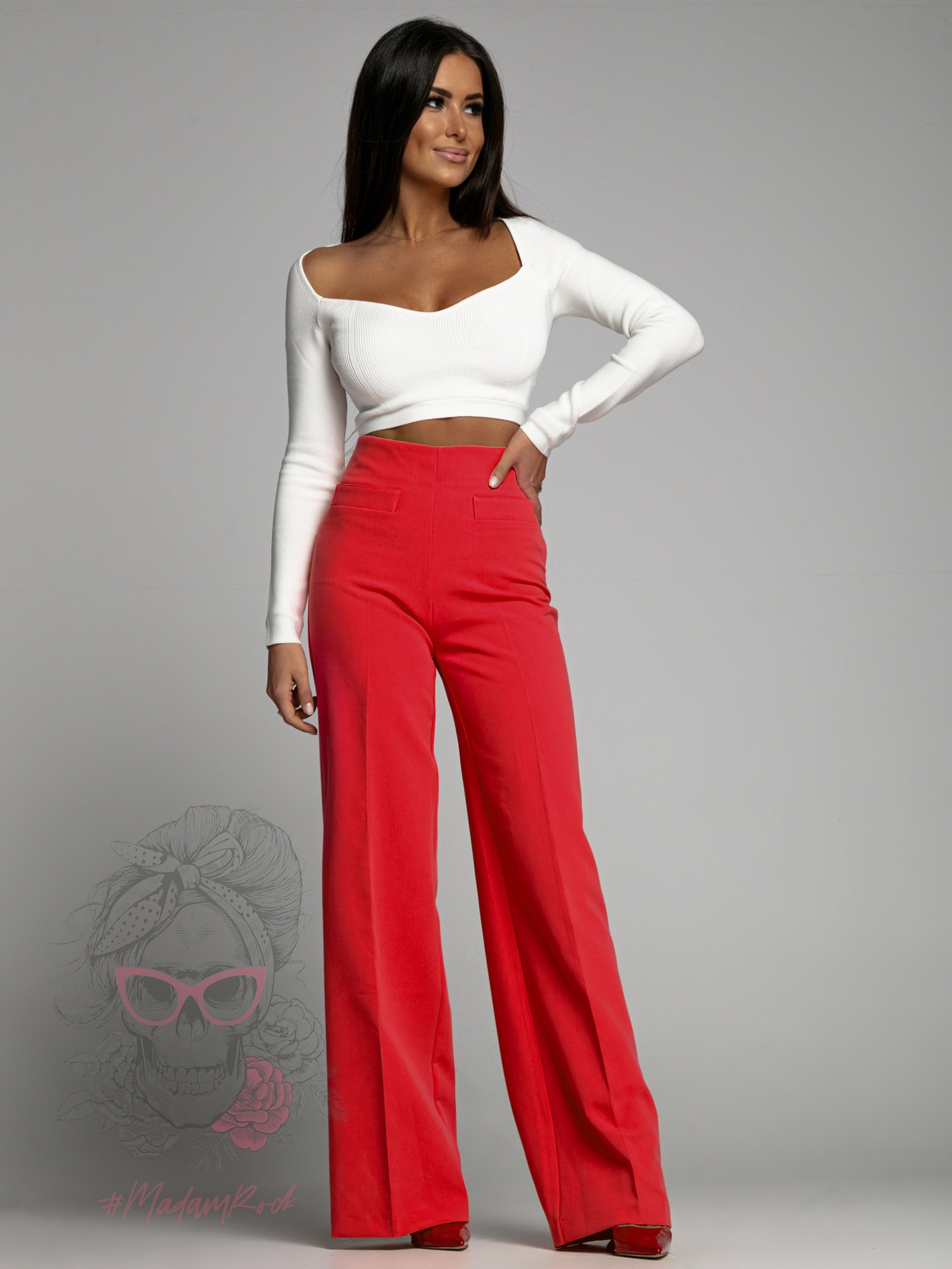 Spodnie eleganckie Mefeto czerwone