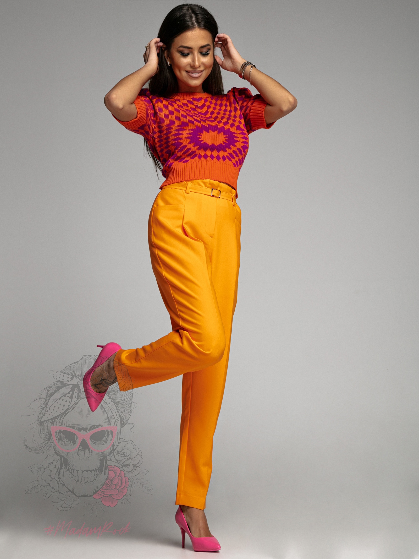 Sweterek krótki rękaw Iluzja fuksja