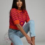 Sweterek krótki rękaw Iluzja fuksja