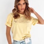 T-shirt z haftem Lv Ola Voga żółty