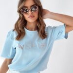 T-shirt z haftem Lv Ola Voga błękitny