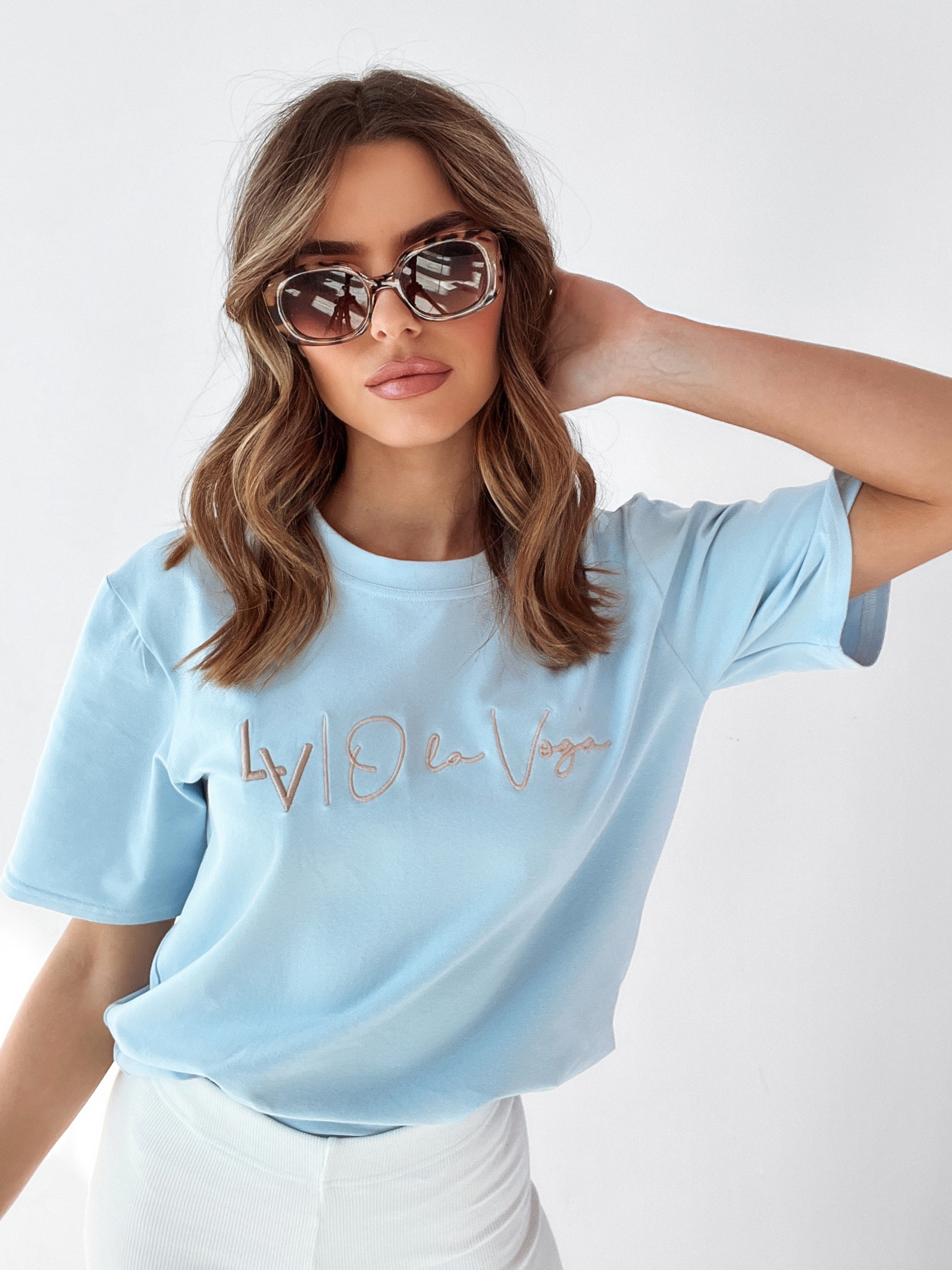 T-shirt z haftem Lv Ola Voga błękitny