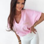 T-shirt bawełniany O'la Voga Locca pudrowy