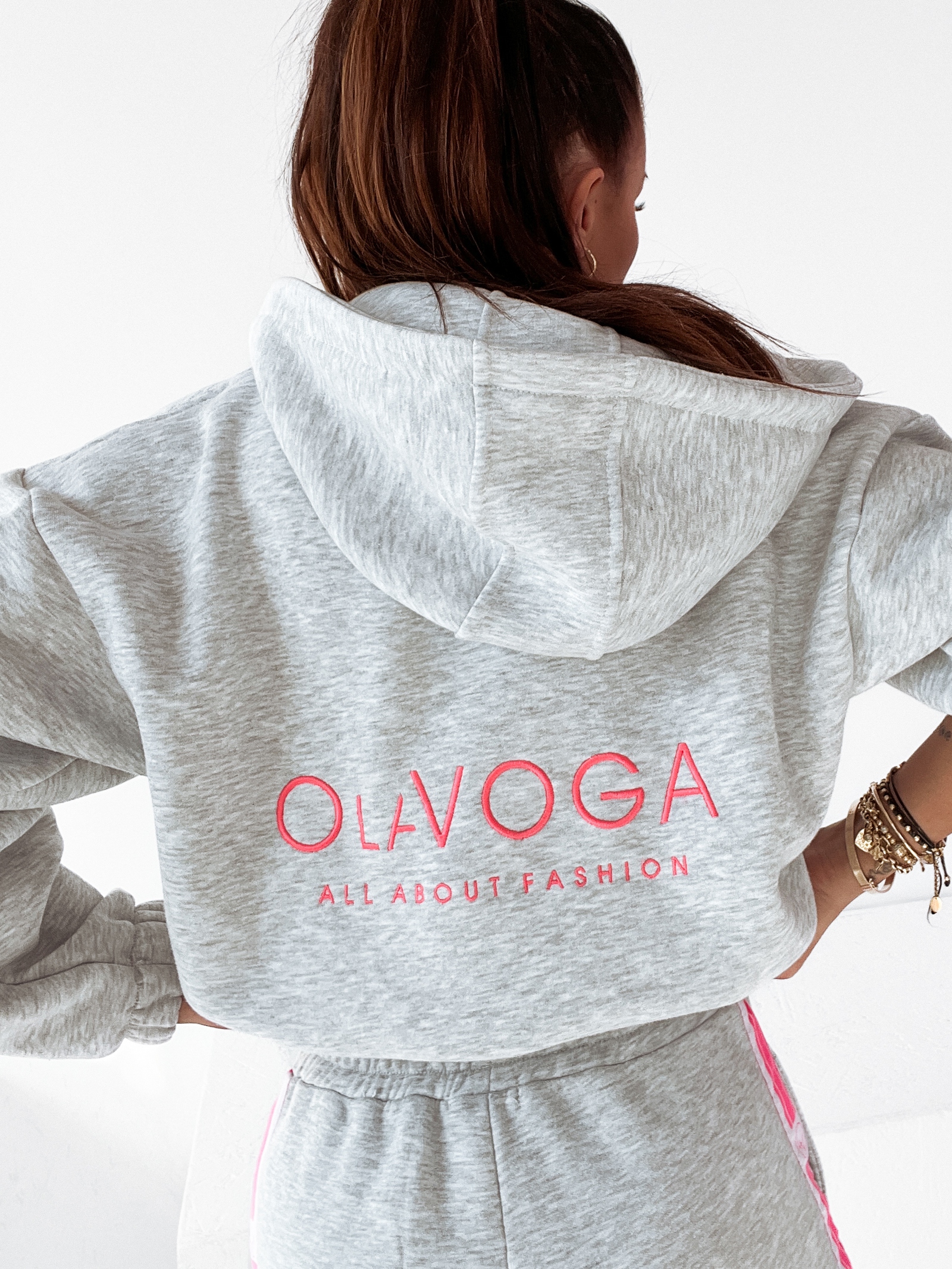 Bluza bawełniana Ola Voga Pink Zipper j.szara