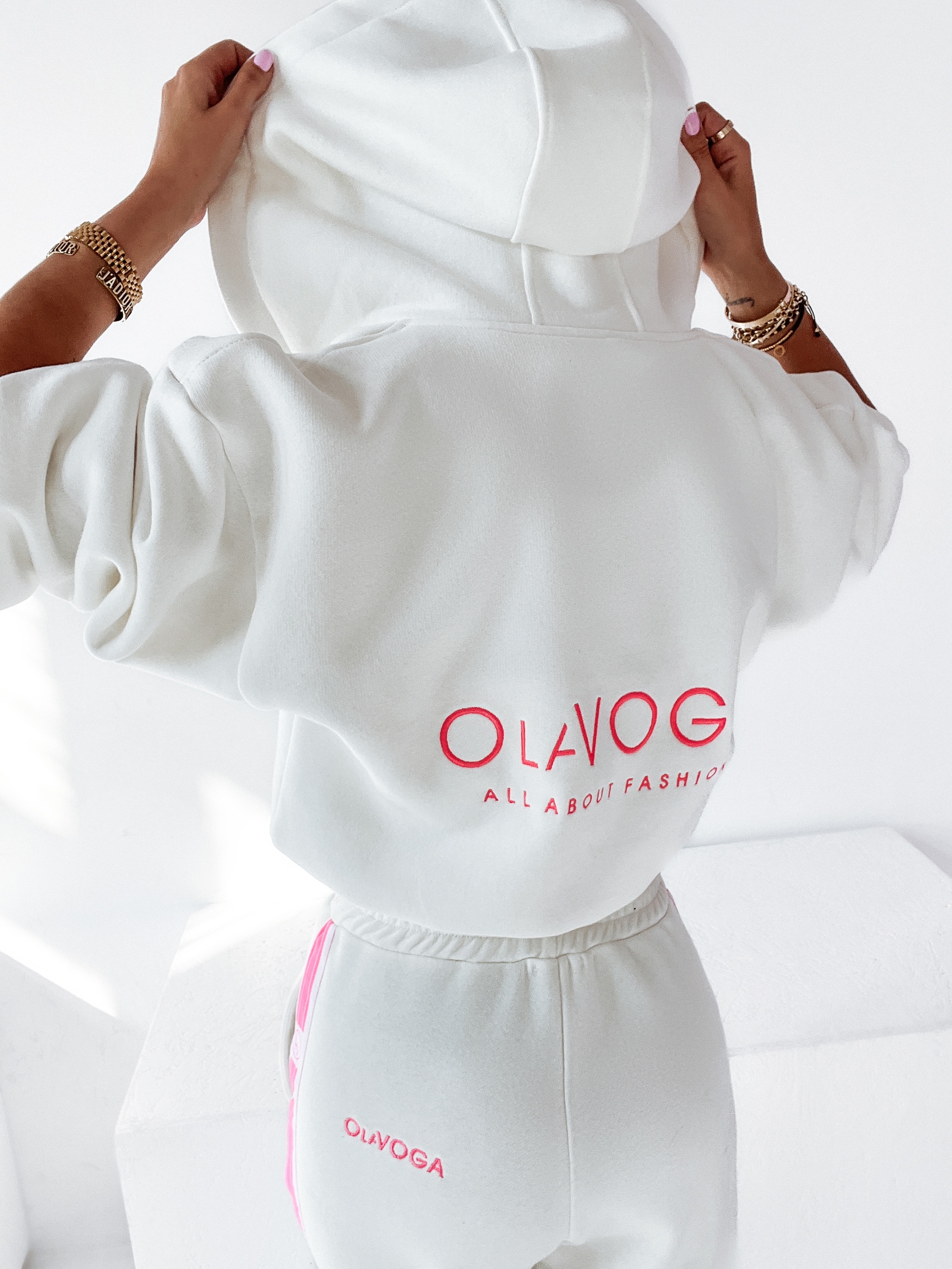 Bluza bawełniana Ola Voga Pink Zipper ecru