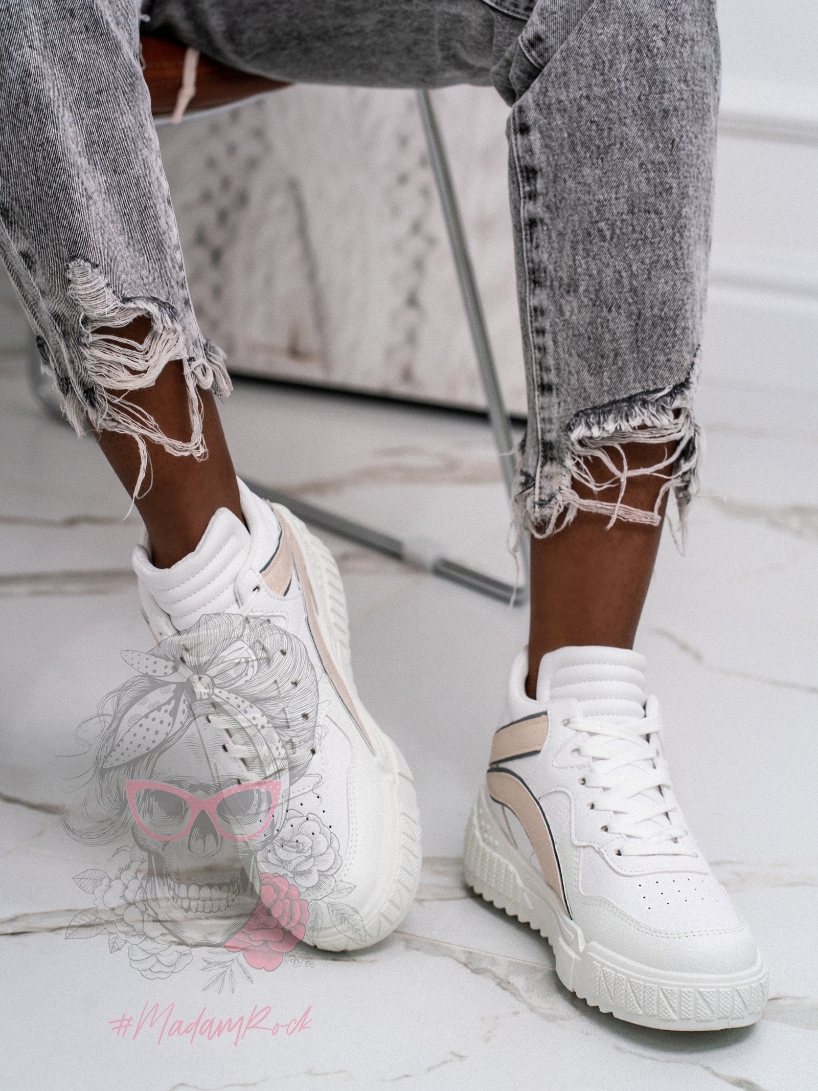 Buty sportowe Madam Supre białe z beżem