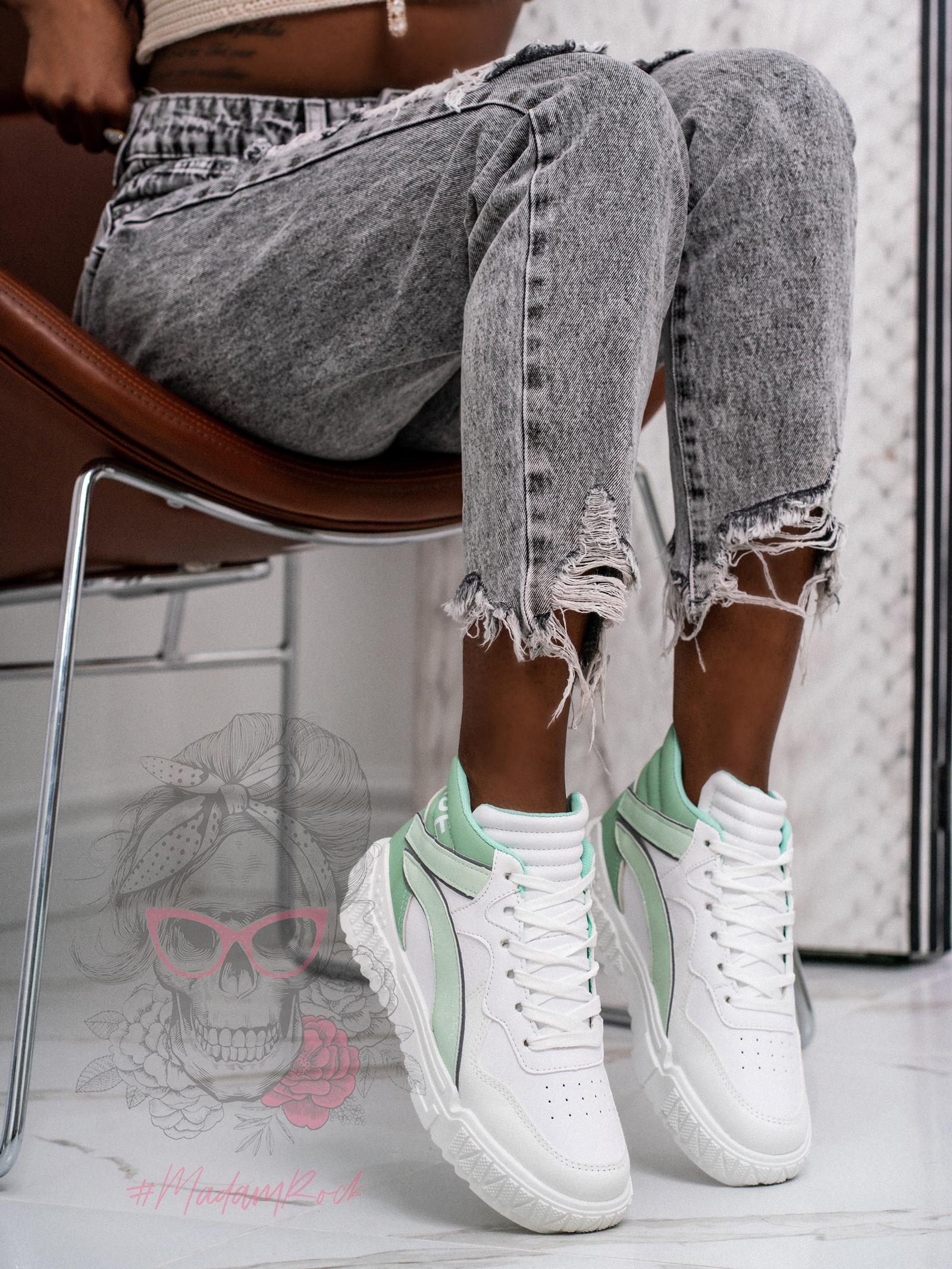 Buty sportowe Madam Supre białe z miętą