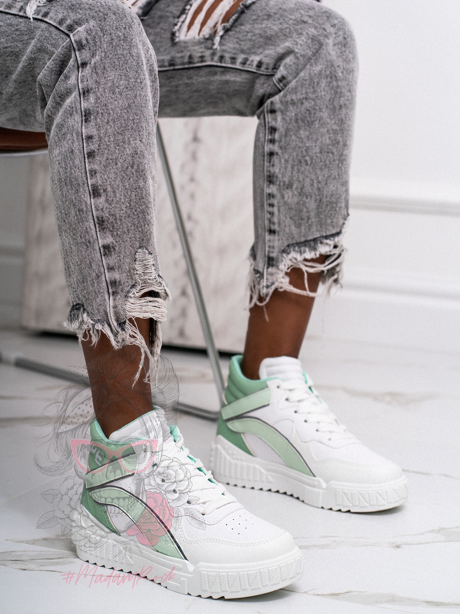 Buty sportowe Madam Supre białe z miętą