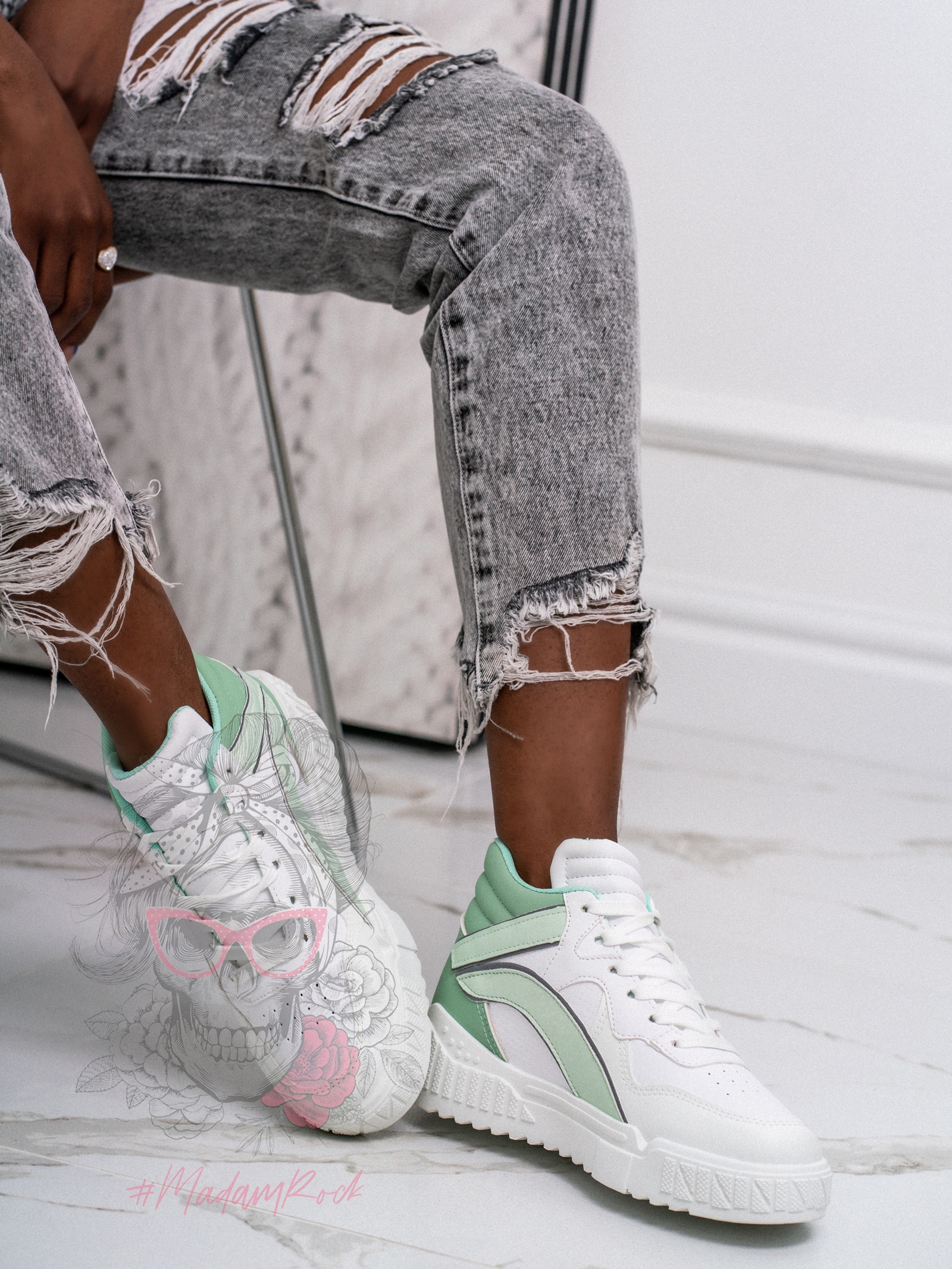 Buty sportowe Madam Supre białe z miętą